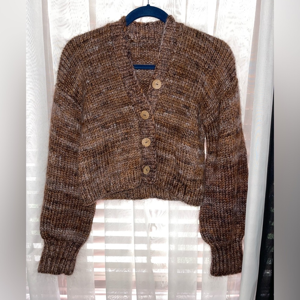 🧶HANDKNIT Wool and Mohair Cardigan